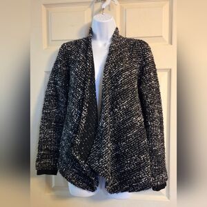 Club Monaco Black and White Tweed Flyaway Cardigan Sweater Medium